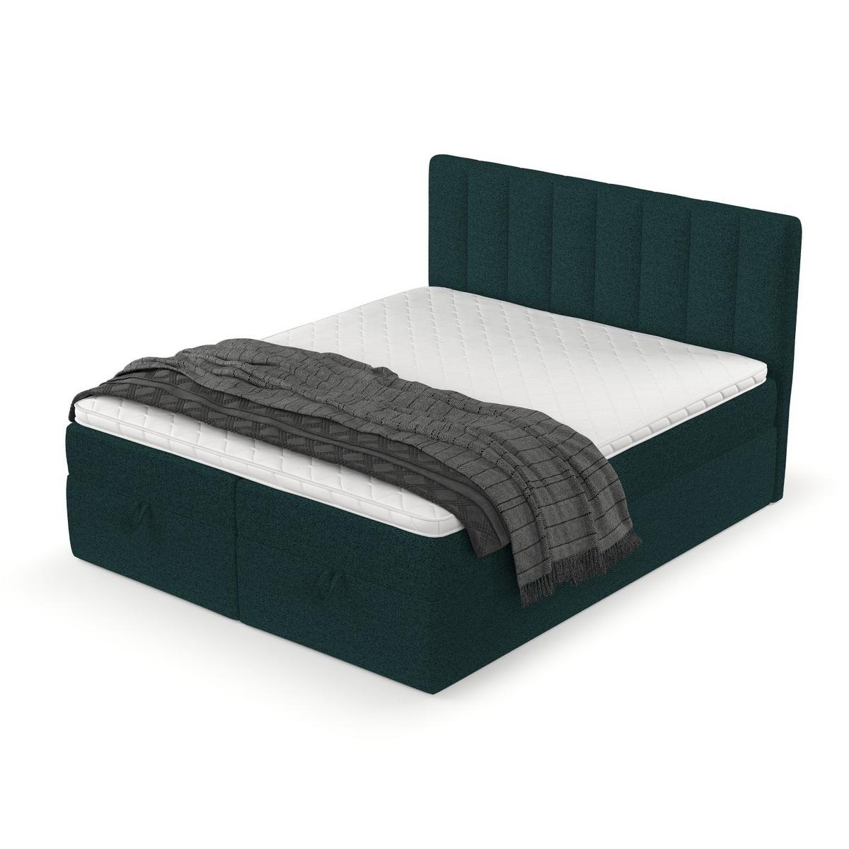BOXBETT Lusso 200/200 cm Grün im Riva Stoff - Schwarz/Grün, Holz/Holzwerkstoff (200/200cm) - AltaBeds