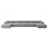 WOHNLANDSCHAFT modulares Sofa Tesso-U3 - 475x160x70 cm Hellgrau Velours - Hellgrau, Holzwerkstoff/Textil (475/70/160cm) - ALTDECOR