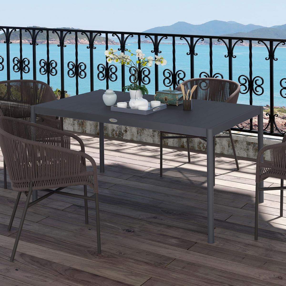 GARTENTISCH, Dunkelgrau, Aluminium - Dunkelgrau, Metall (145/90/74cm) - Outsunny