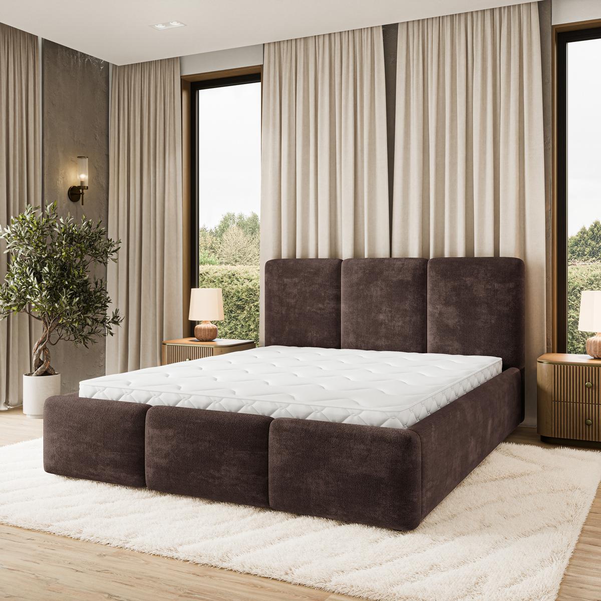 POLSTERBETT MORENA LM 180x200 cm mit Bettkästen - Braun - Braun, Holz (180/200cm) - MASSENO