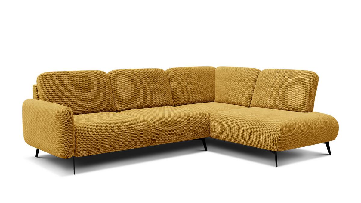ECKSOFA FEBE 5-Sitzer rechts, dunkelgelb - Gelb/Schwarz, Holz/Textil (271/190cm) - Wozimo