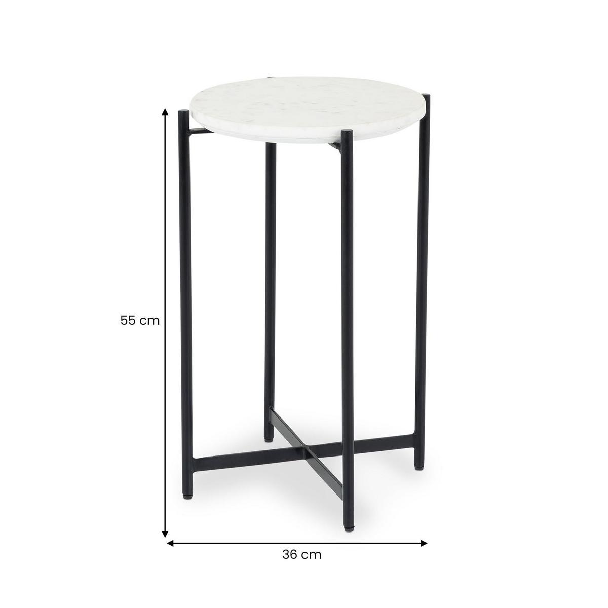 BEISTELLTISCH CRATO schwarz/weiß - Schwarz/Weiß, Metall (36/36/55cm) - IDIMEX