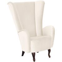 HOCHLEHNSESSEL Kailey Bezug Samtvelours Buche nussbaum dunkel / creme - Weiß, Kunststoff (96/122/89cm) - 58aufmkessel