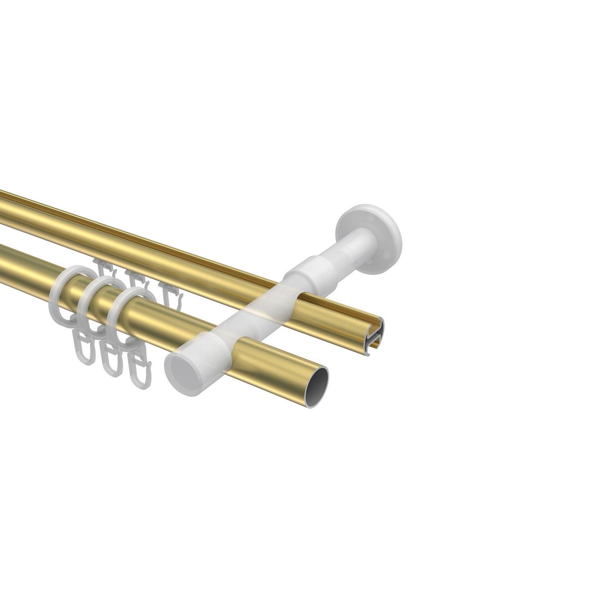GARDINENSTANGE RUNDROHR-INNENLAUF Prestige Savio 600 cm (geteilt in 3 x 200 cm), 2-läufig, 20 mm Ø Messing-Optik - Messingfarben, Metall (600cm) - INTERDECO