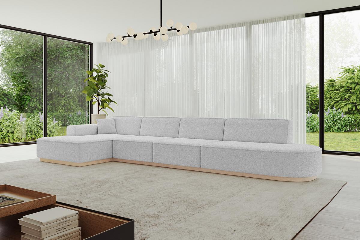 ECKSOFA Ottomane Links IREA-L3 - 412x165x80 cm Hellgrau - Hellgrau, Holzwerkstoff/Textil (412/165cm) - ALTDECOR