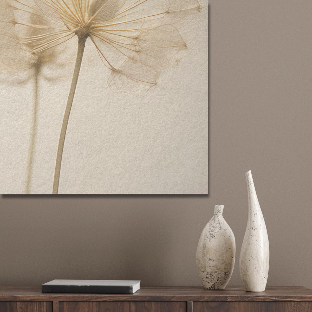 AKUSTIKBILD Sonnenlicht - Löwenzahn - Botanisch - Blumen Wandbild Wohnzimmer 100x70 cm - Creme, Kunststoff (100/70/0.9cm) - MuchoWow