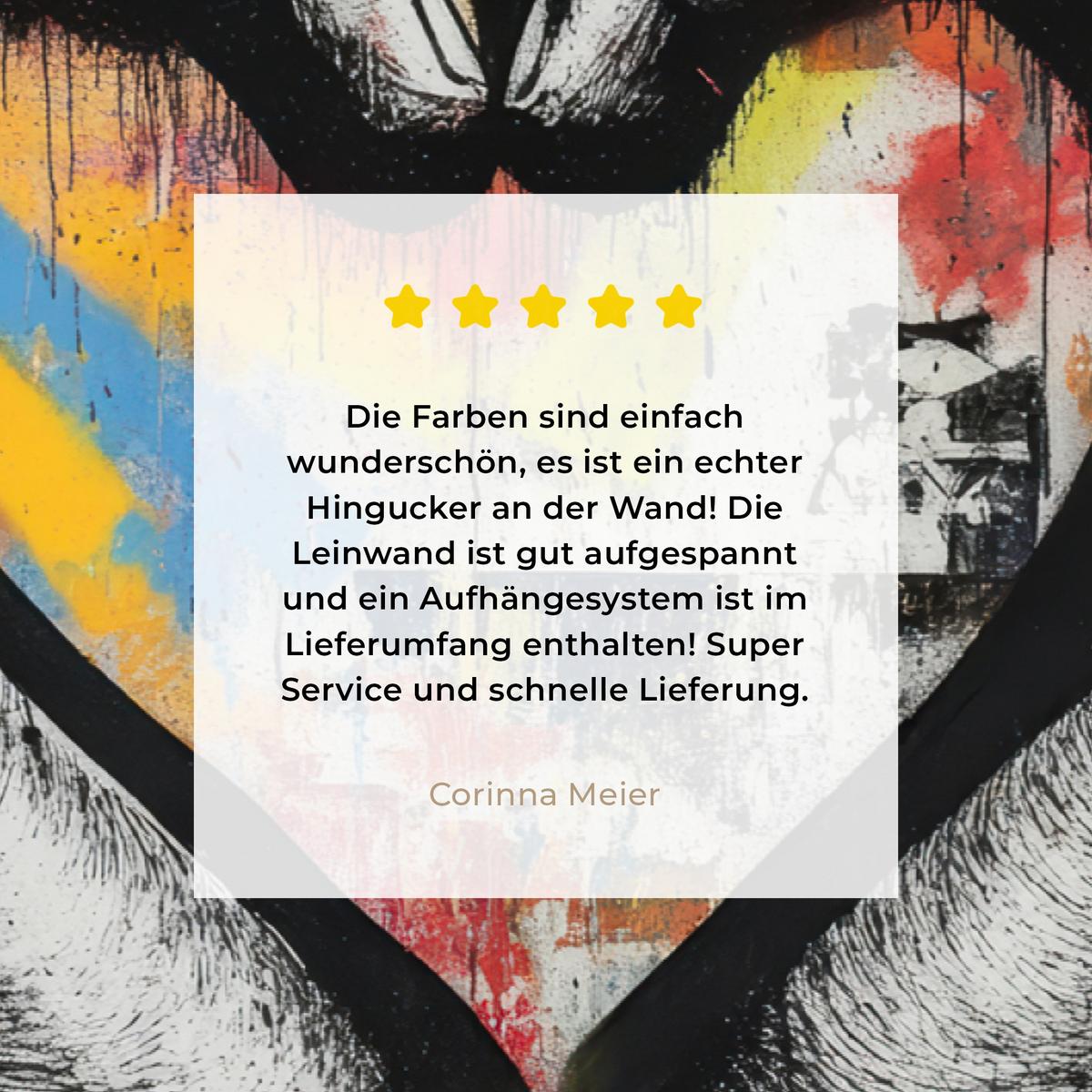 LEINWANDBILD Hände - Herz - Straßenkunst - Graffiti Wanddeko 90x60 cm - Multicolor, Textil (90/60cm) - MuchoWow