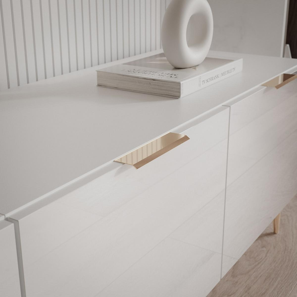 TV-LOWBOARD ANGEL Weiß glänzend stehend mit LED-Beleuchtung 300 cm - Weiß, Holzwerkstoff (300/49/40cm) - Idohome