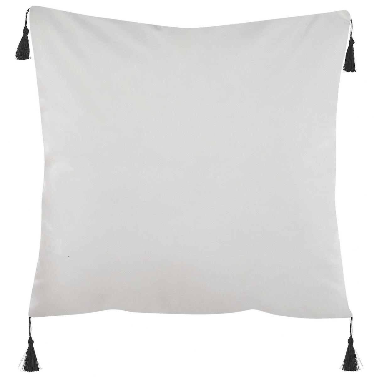 DEKOKISSEN 2er-Set Weiß 45/45 cm Schefflera - Weiß, Textil (45/45cm) - Beliani