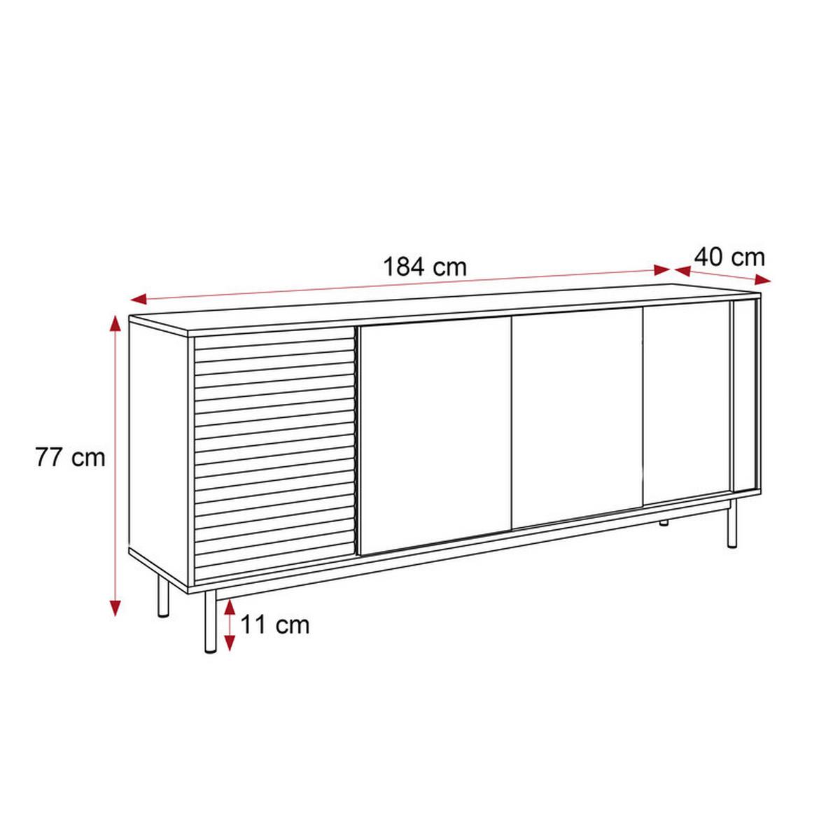KOMMODE LUSSO 184 cm, Eiche / Kaschmir - Eichefarben, Holzwerkstoff/Metall (184/77/40cm) - Idohome