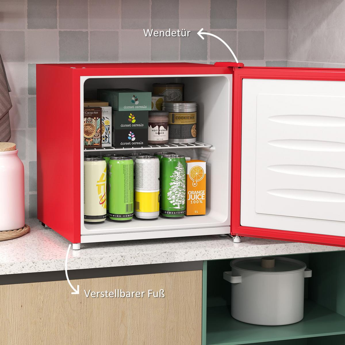 MINI-GEFRIERSCHRANK aus Stahl Kunststoff Rot - Pink, Kunststoff (44.2/48.8/47cm) - HOMCOM