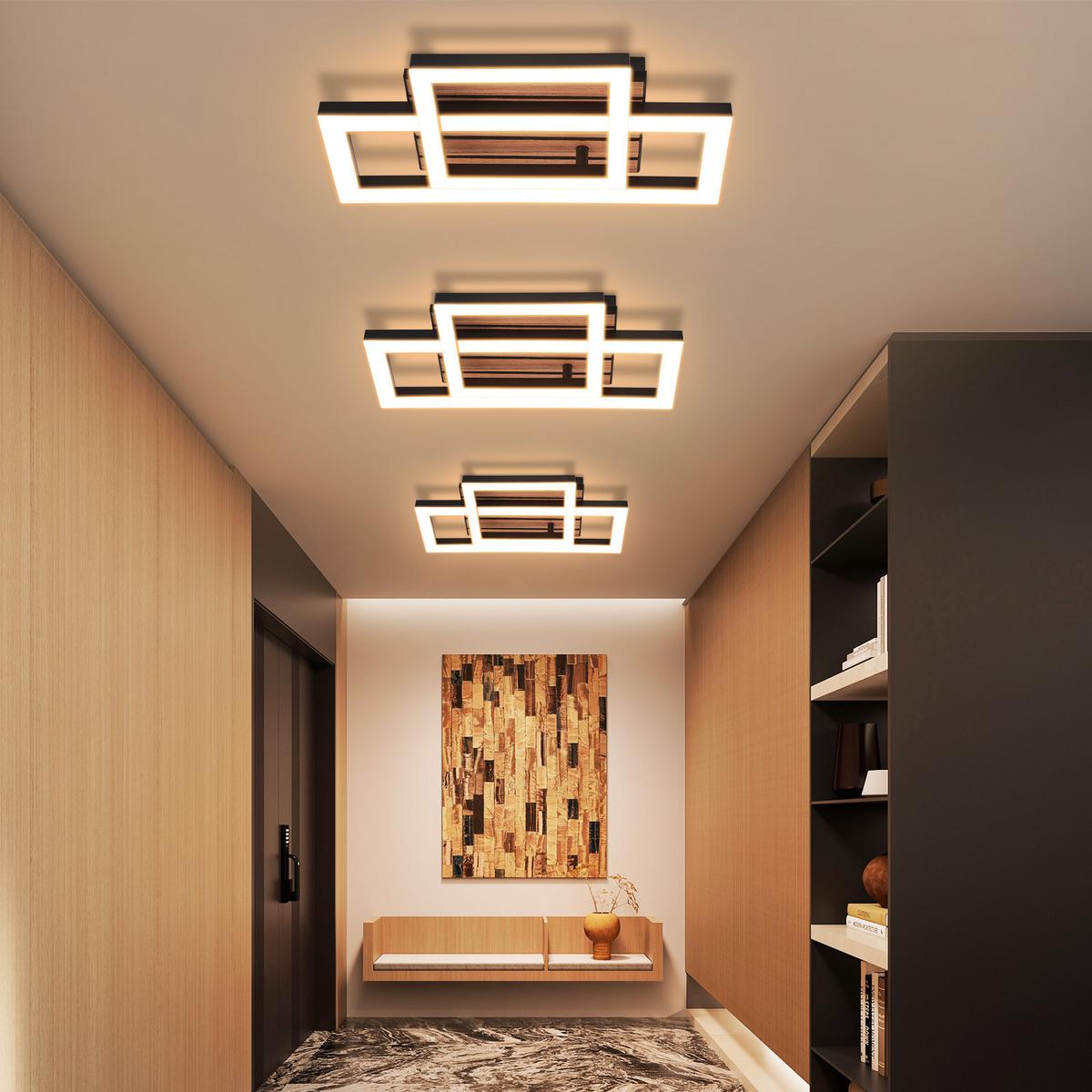 LED DECKENLEUCHTE Civoril 34.5/22/8 cm - Schwarz, Kunststoff/Metall (34.5/22/8cm) - ZMH