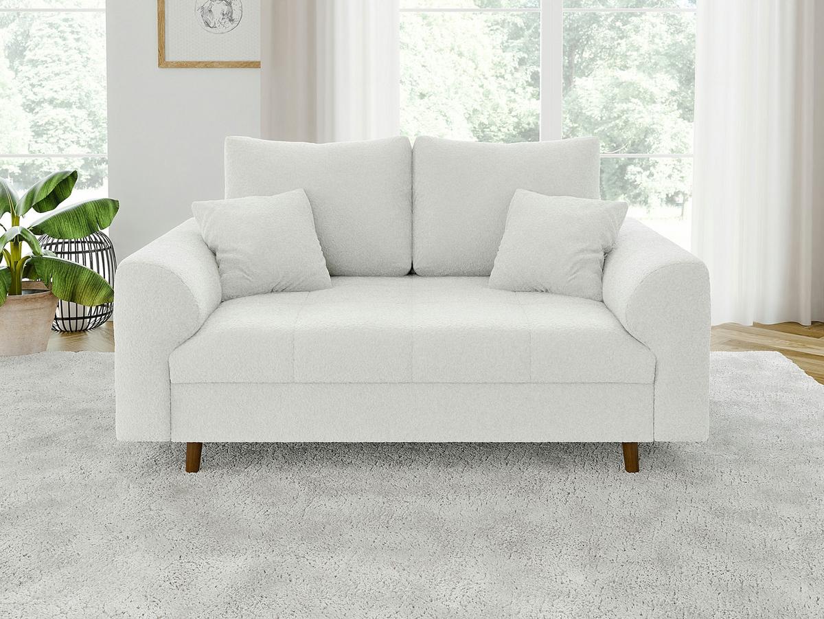 2-SITZER-SOFA Henrik Weiß Boucle - Weiß/Braun, Holz/Textil (150/81/93cm) - S-Style Möbel