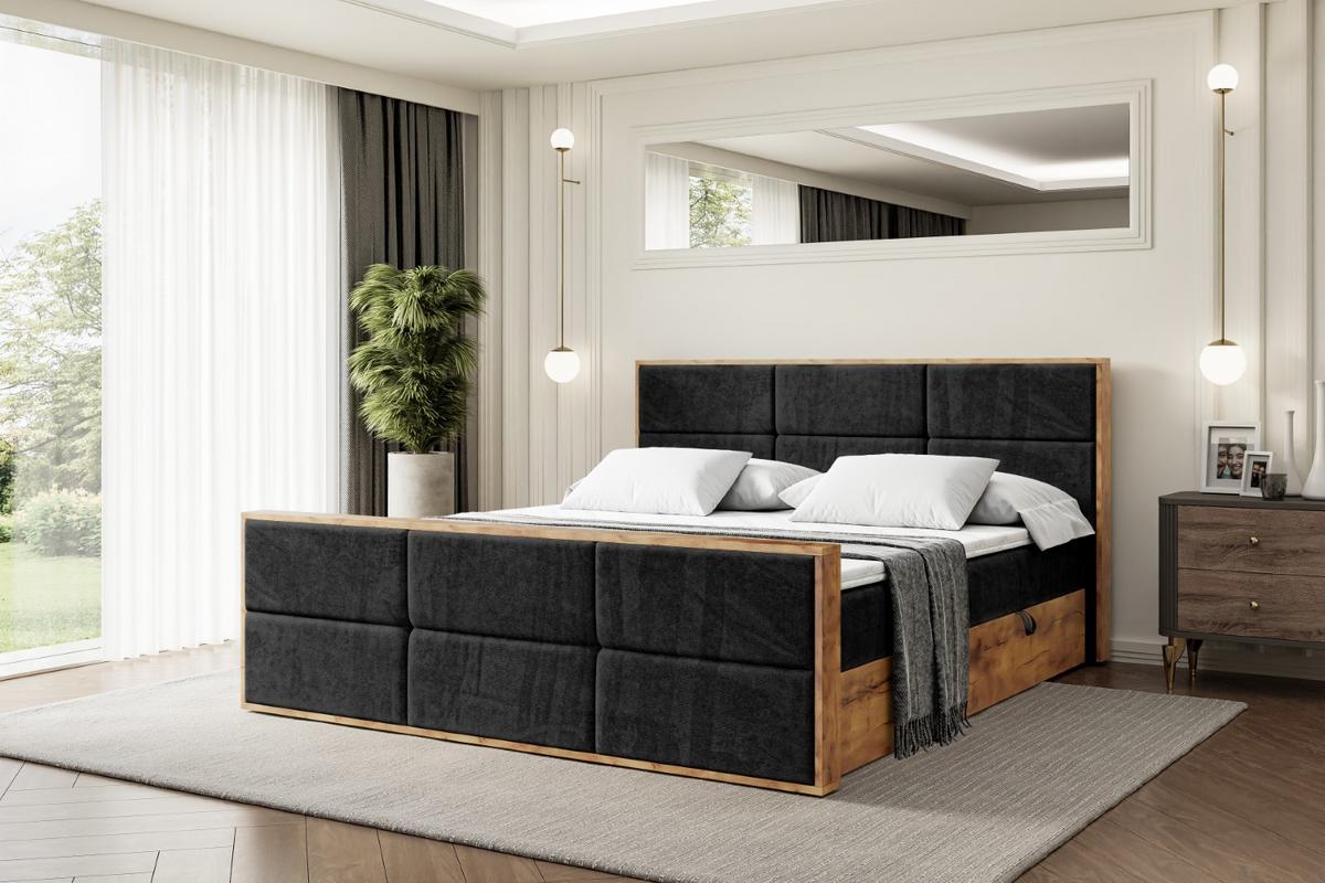 BOXBETT mit Matratze H3 und Lattenrost - LOLLI1-Z - 140x200 - Schwarz Casablanca - Schwarz, Holzwerkstoff (140/200cm) - ALTDECOR