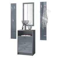 GARDEROBE Pino Grau Hochglanz - Grau, Holzwerkstoff (135/190/36cm) - Vladon