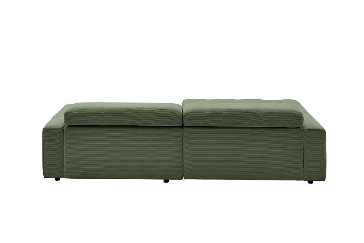 ECKSOFA RENO Grün Cord - Schwarz/Olivgrün, Kunststoff/Textil (258/217cm) - KAWOLA