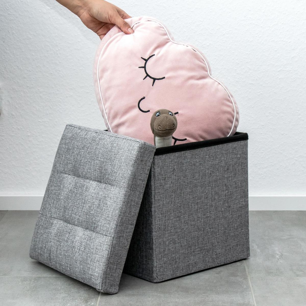 SITZWÜRFEL Faltbar 30/30/30 cm (Grau) - Grau, Textil (30/30/30cm) - Intirilife