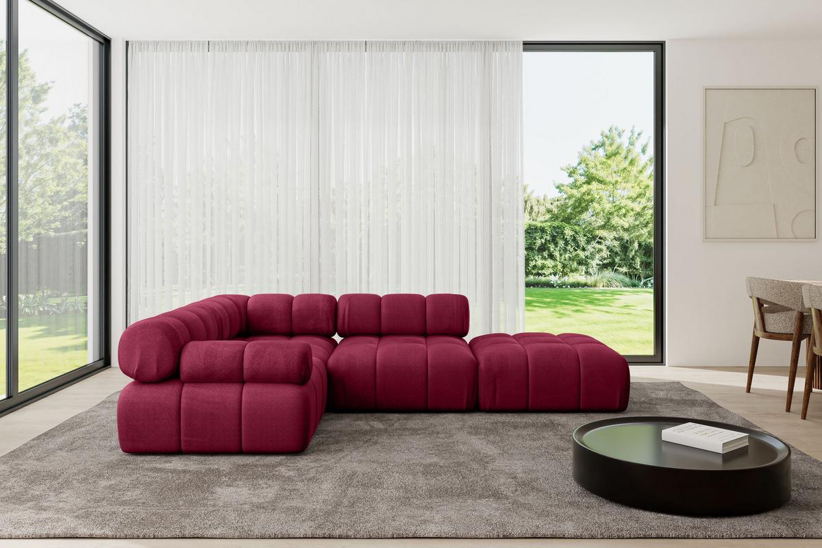 ECKSOFA modulares Sofa Felto-L1 - 285x190x70 cm Bordeauxrot Velours - Bordeaux, Holzwerkstoff/Textil (285/190cm) - ALTDECOR