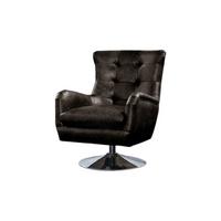 SESSEL RELEXA Schwarz Leder Drehbar (180°) - Silberfarben/Schwarz, Leder/Metall (69/95/77cm) - KAWOLA