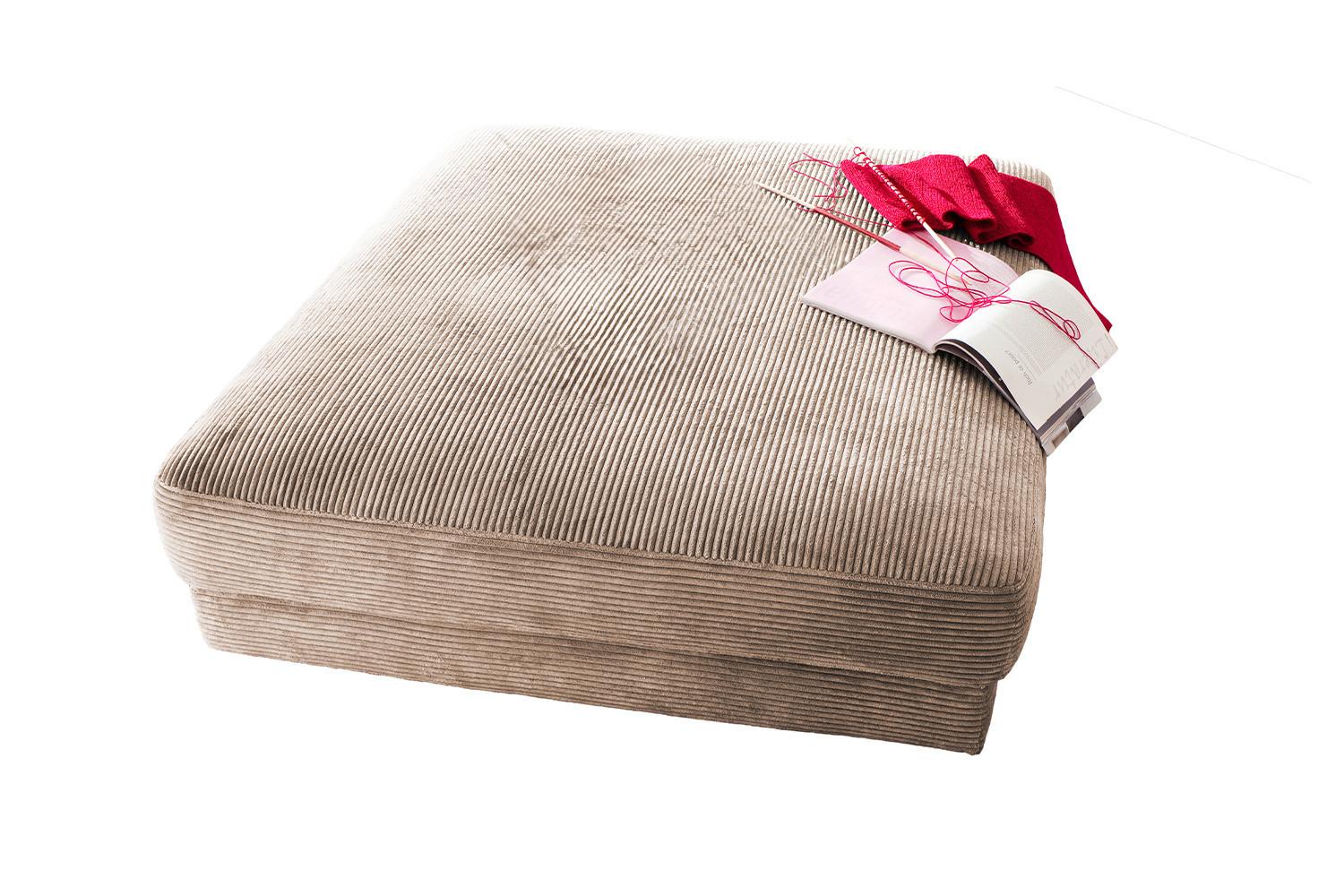 BIG HOCKER MADELINE Taupe Cord - Taupe, Textil (120/43/120cm) - KAWOLA