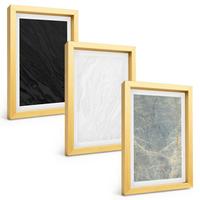 BILDER SET 3er Set - 20x30 cm Goldrahmen - Die Farben eleganter Steinstrukturen - Goldfarben, Kunststoff (20/30cm) - TULUP