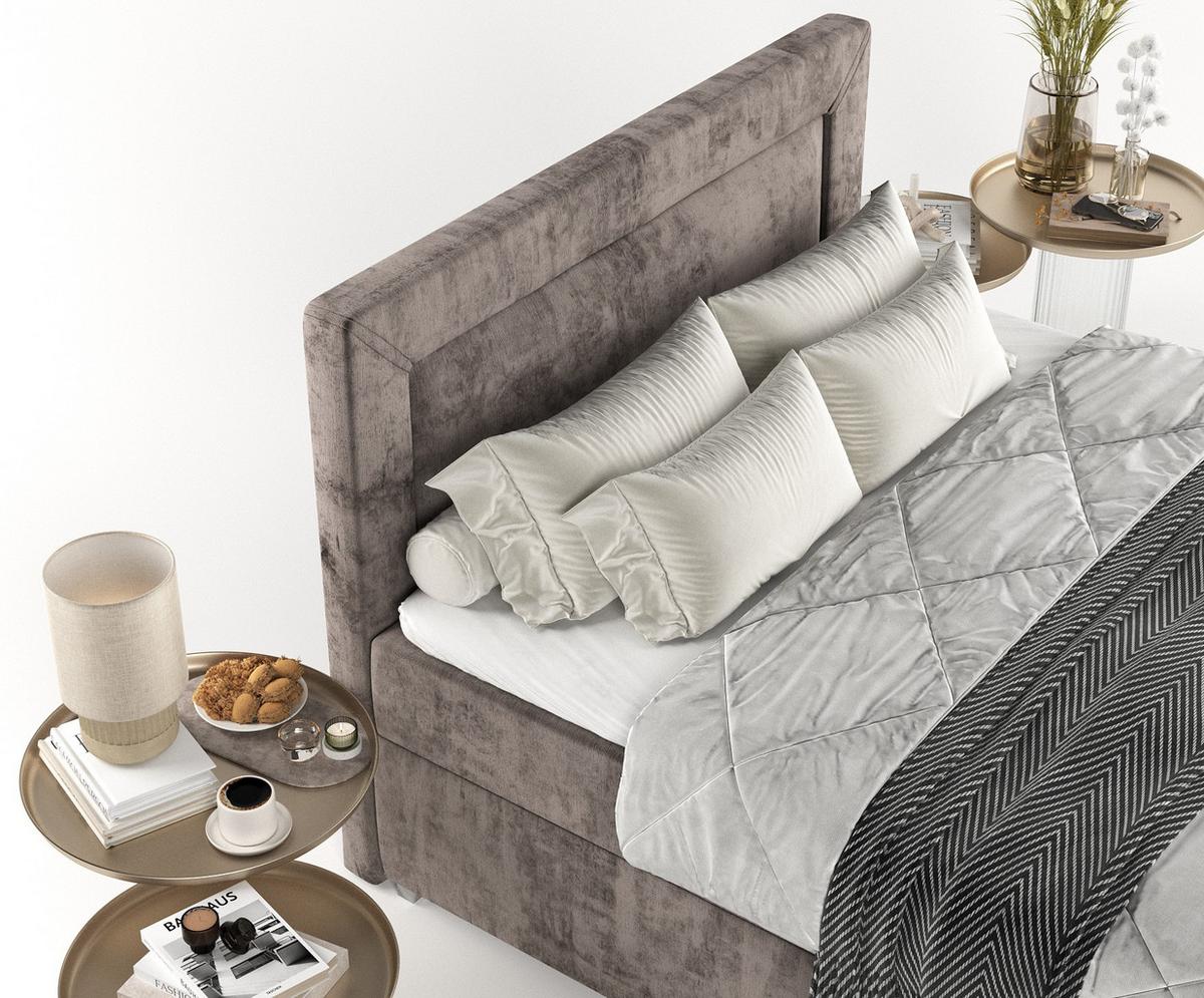 BOXBETT Lontano 140/200 cm Braun im Lotta Stoff - Chromfarben/Braun, Holz/Holzwerkstoff (140/200cm) - AltaBeds