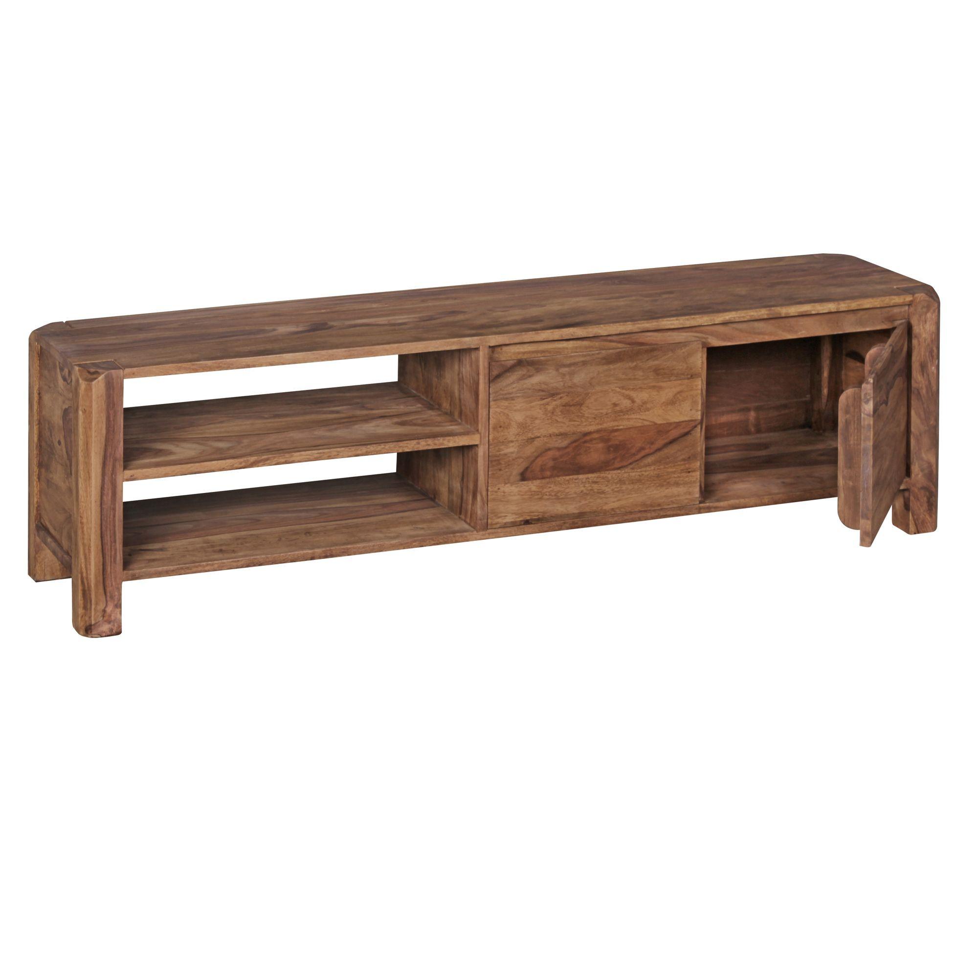 TV-LOWBOARD Massivholz, Landhausstil, Ablagefächer, Dunkelbraun 140x35x40 cm - Braun, Holz (140/40/35cm) - KADIMA DESIGN