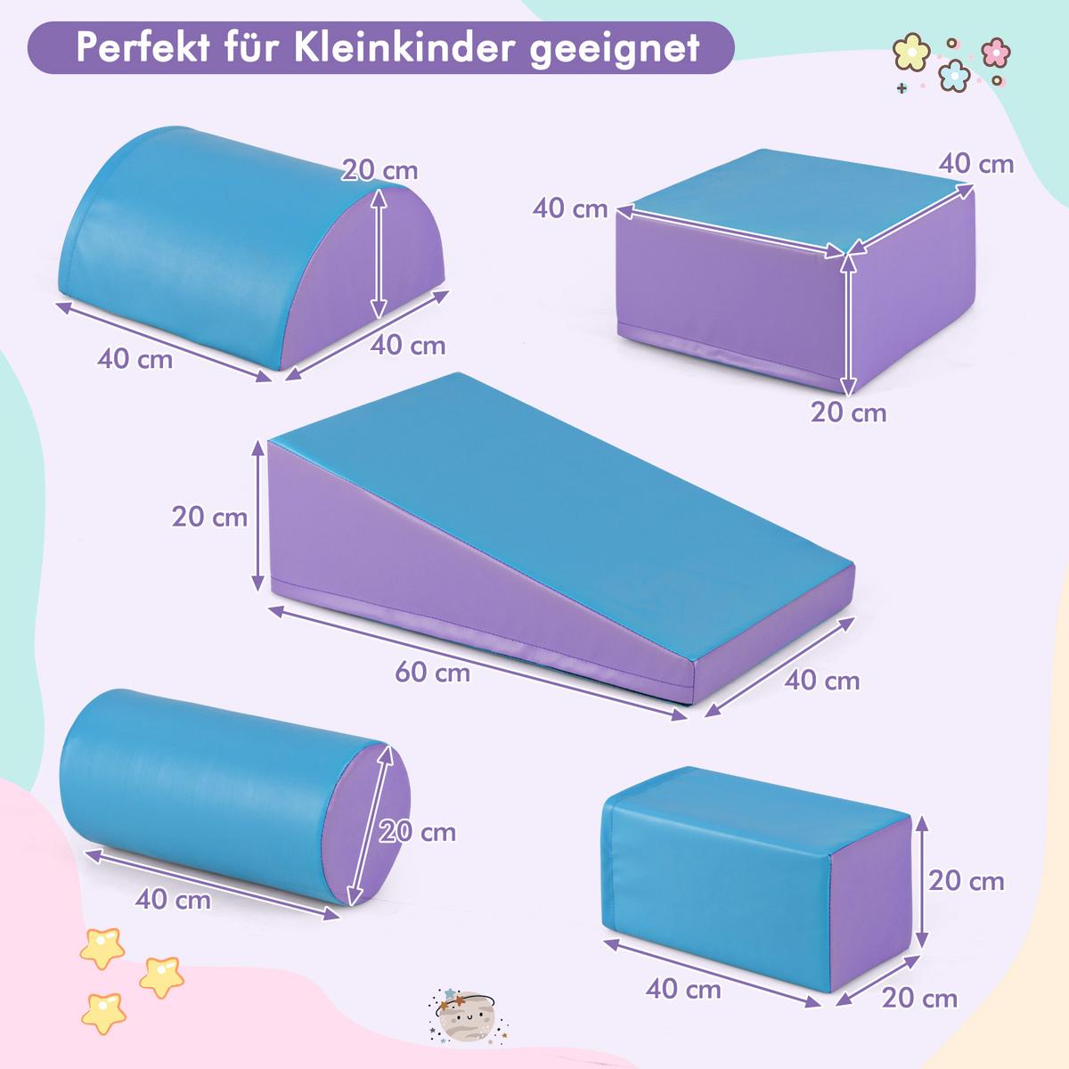 SCHAUMSTOFFBLOCK Lila (5-teilig) - Lila, Kunststoff (40/20/40cm) - COSTWAY