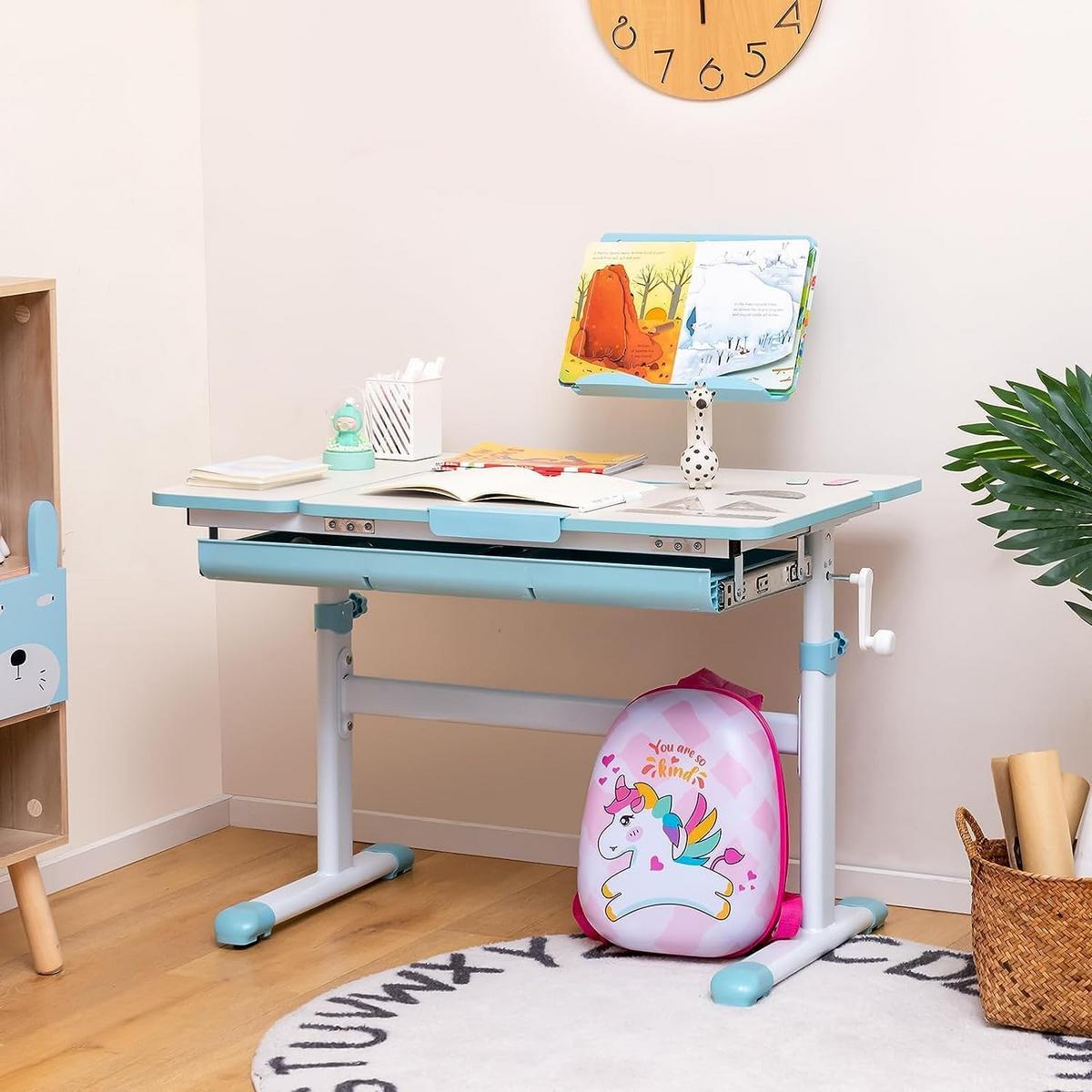 KINDERSCHREIBTISCH Blau - Blau, Holz (80/73/52cm) - COSTWAY