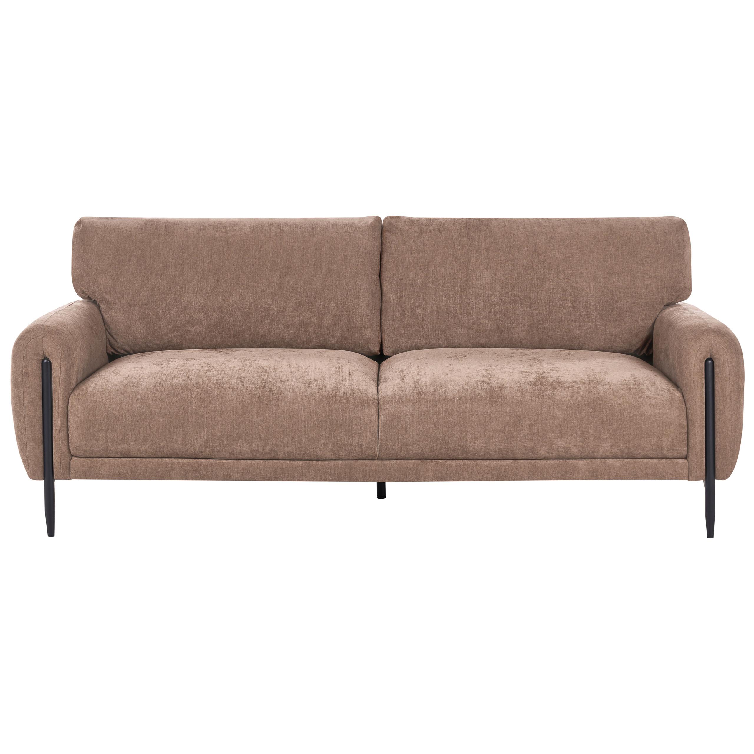 3-SITZER-SOFA Chenillegewebe Braun Skaro - Schwarz/Braun, Textil (214/87/89cm) - Beliani