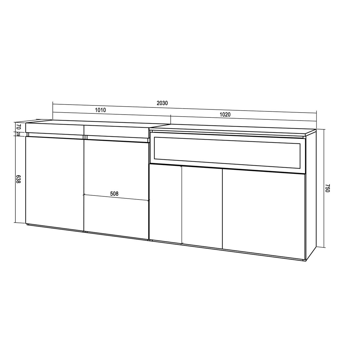 SIDEBOARD Elektrokamin, weiß und schwarz, 200/35/75cm - Multicolor/Schwarz, Holzwerkstoff (200/75/35cm) - Skraut Home