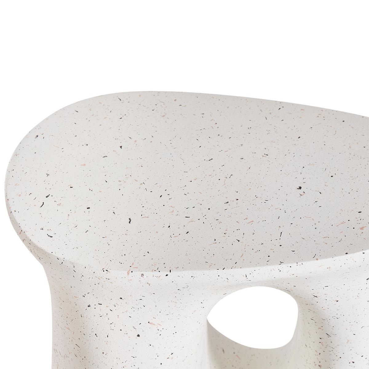 BEISTELLTISCH 42/28 cm Terrazzo Optik Cremeweiß Idro - Weiß, Keramik (42/28/46cm) - Beliani
