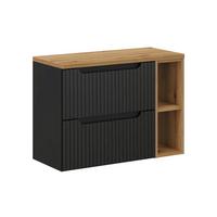 WASCHTISCHUNTERSCHRANK 80.4cm Riva Schwarz und Holz - Schwarz, Holzwerkstoff (80.4/59/40cm) - Petits-meubles