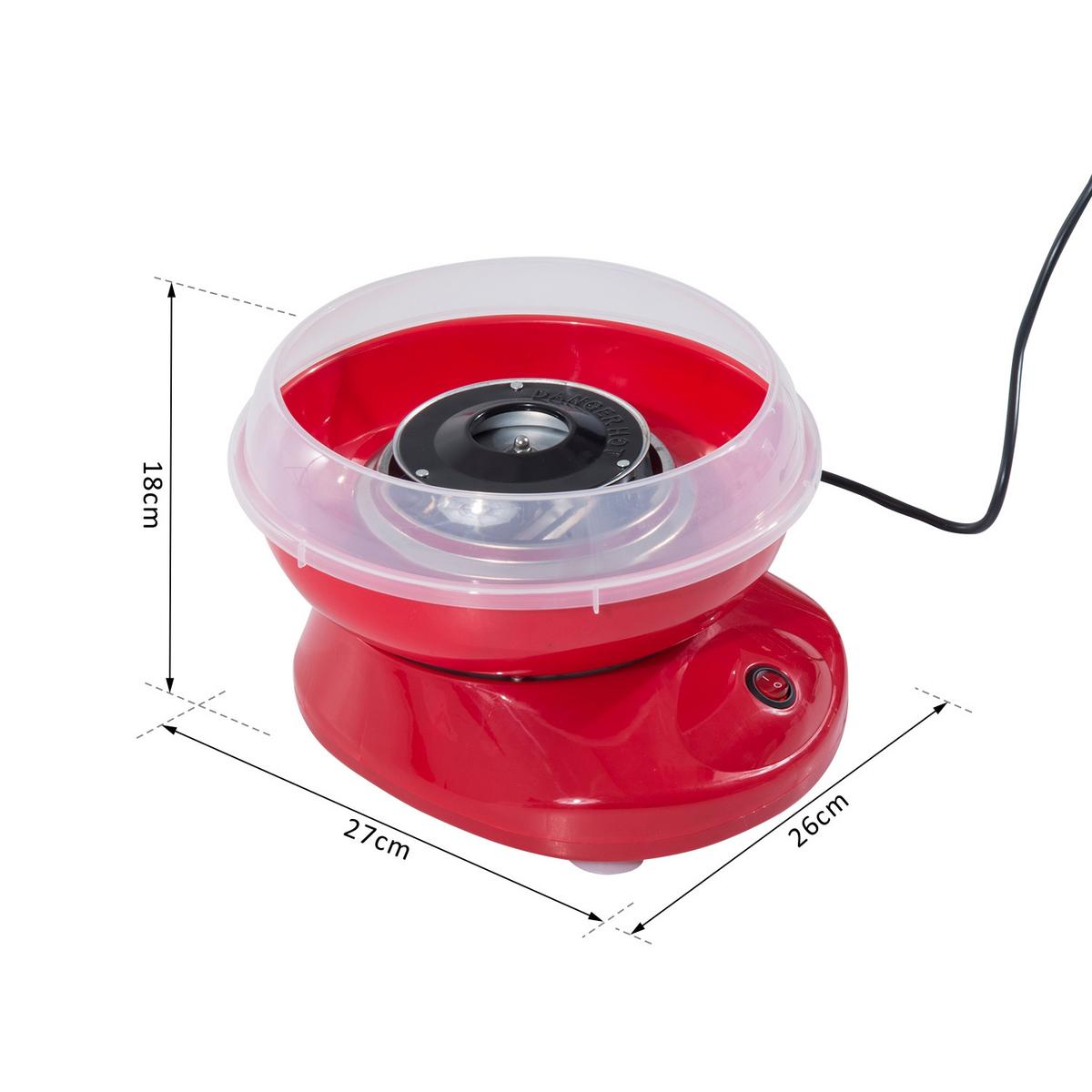 ZUCKERWATTEMASCHINE Edelstahl-und-PP Rot - Rot, Kunststoff (26/18/27cm) - HOMCOM
