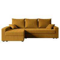 ECKSOFA mit Schlaffunktion und Bettkasten ALESIA-L 231x140x90 cm Senfgelb Cord - Gelb/Silberfarben, Holzwerkstoff/Kunststoff (231/140cm) - ALTDECOR