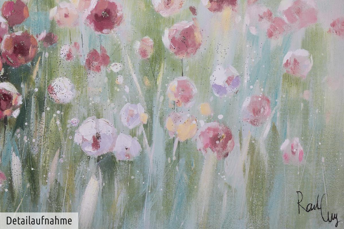 ACRYLBILD HANDGEMALT 150/50 cm - Pink/Grün, Holz/Textil (150/50cm) - KUNSTLOFT