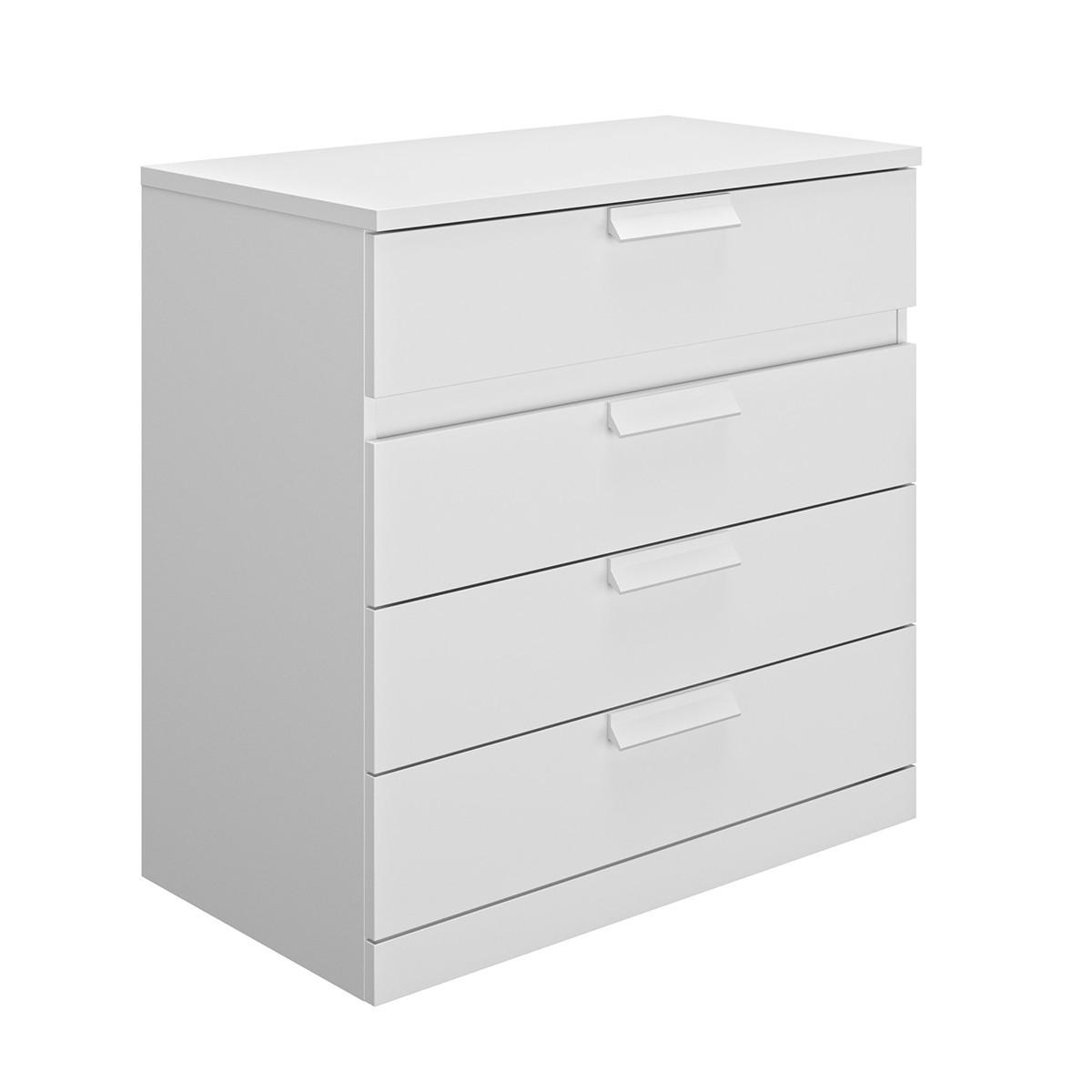 KOMMODE 4 Schubladen Cyrus - Französische Herstellung - 81/45/81 cm - Weiß, Holzwerkstoff (45/81/45cm) - Calicosy