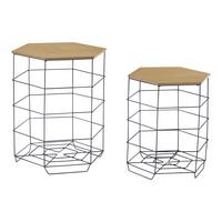BEISTELLTISCH-SET 2 TLG. Hørsholm - Schwarz/Braun, Holzwerkstoff/Metall (41.5/41.5/51cm) - [en.casa]