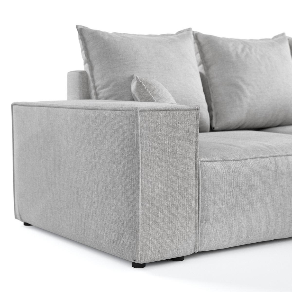 ECKSOFA SENSO mit Schlaffunktion Hellgrau im Wind Stoff - Hellgrau/Schwarz, Holz/Holzwerkstoff (255/148cm) - AltaBeds