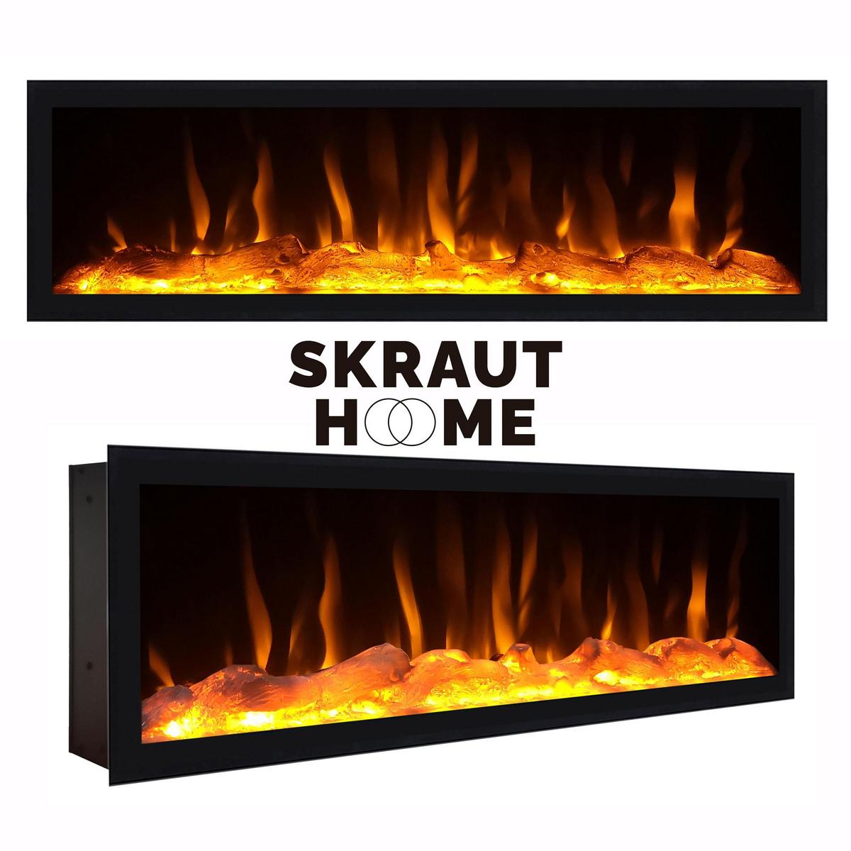 LOWBOARD, mit Elektrokamin XXL, Hängend, Schwarz, 267/35/45cm - Schwarz, Holzwerkstoff (267/45/35cm) - Skraut Home