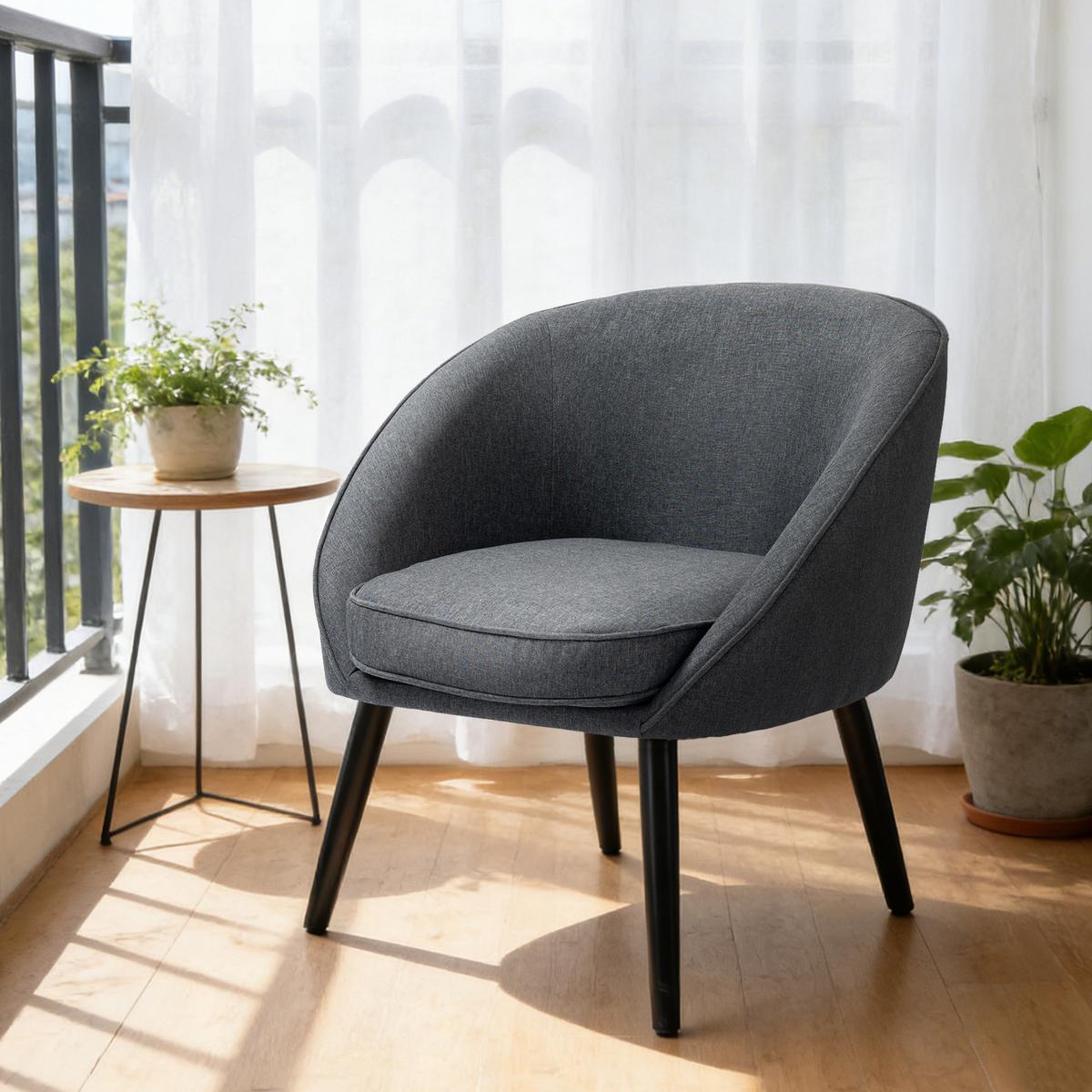 WOHNZIMMERSTUHL Polsterstuhl Sessel Wohnzimmer modern Polyester Holz Grau - Grau, Kunststoff (65/75/71cm) - HOMCOM