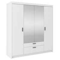 KLEIDERSCHRANK Storicos Weiß 176,3/190,5/53 cm - 4T2S Modern mit Schubladen und Spiegel - Weiß, Holzwerkstoff/Kunststoff (176.4/190.6/53cm) - AX Living