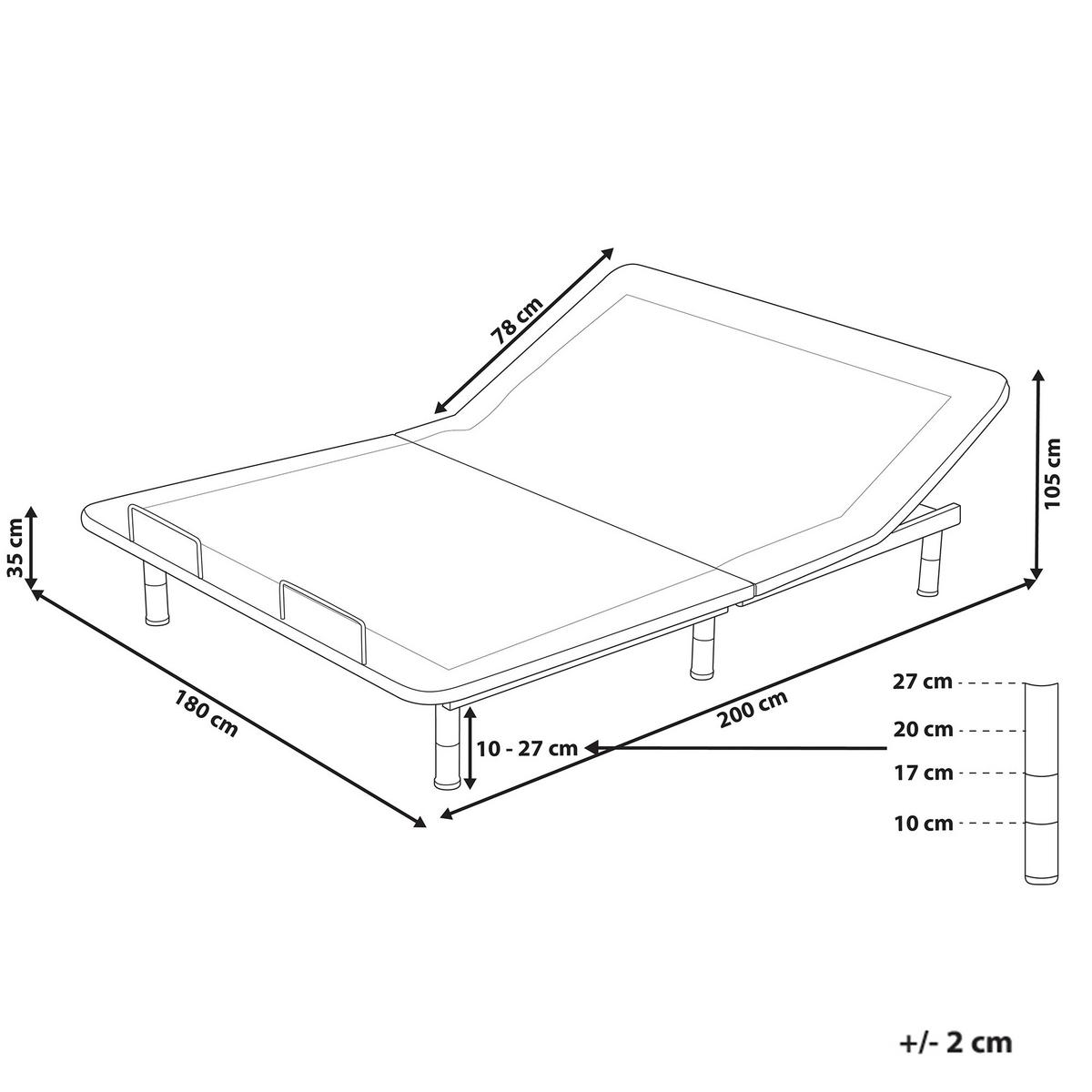 LATTENROST elektrisch verstellbar BRUNOY 180/200 cm Grau - Schwarz/Grau, Metall (180/200cm) - Beliani