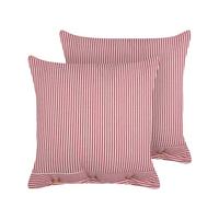 DEKOKISSEN 2er-Set Rot 45/45 cm Aalita - Rot/Weiß, Textil (45/45cm) - Beliani