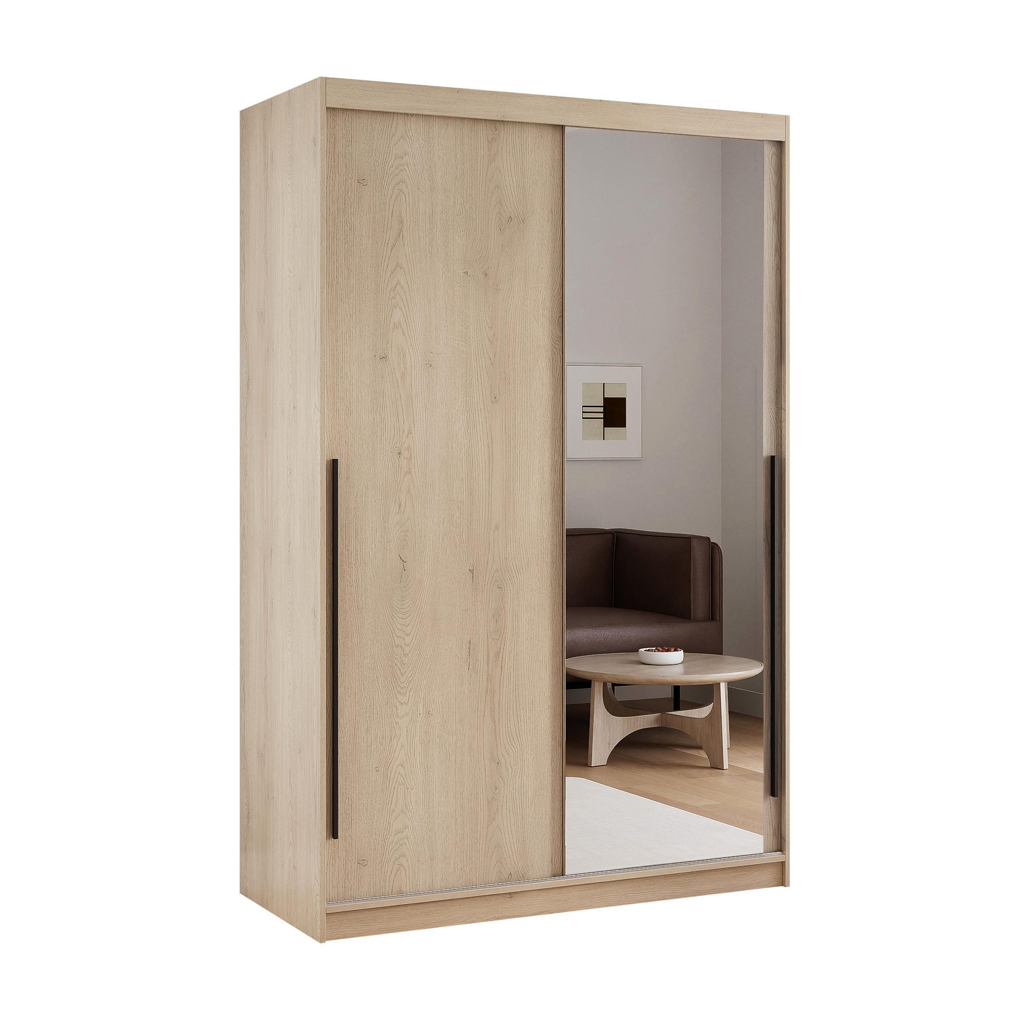 SCHIEBETÜRENSCHRANK SILENTE 140 cm mit Einlegeböden und Kleiderstange - Braun, Holzwerkstoff (140/215/60cm) - Idohome