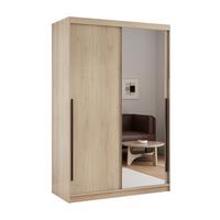 SCHIEBETÜRENSCHRANK SILENTE 140 cm mit Einlegeböden und Kleiderstange - Braun, Holzwerkstoff (140/215/60cm) - Idohome