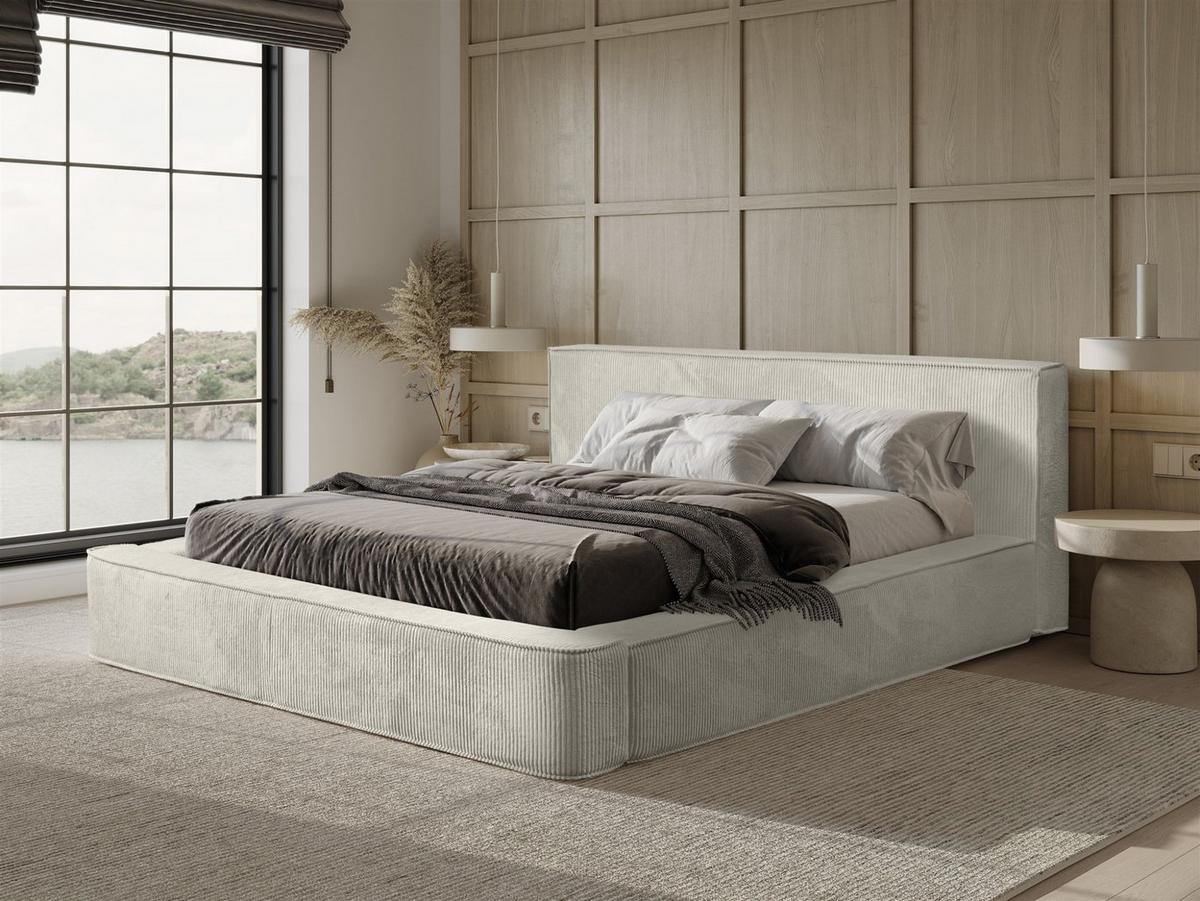 POLSTERBETT Modesto In Lincoln - Creme, Holzwerkstoff/Textil (180/200cm) - Fun Möbel