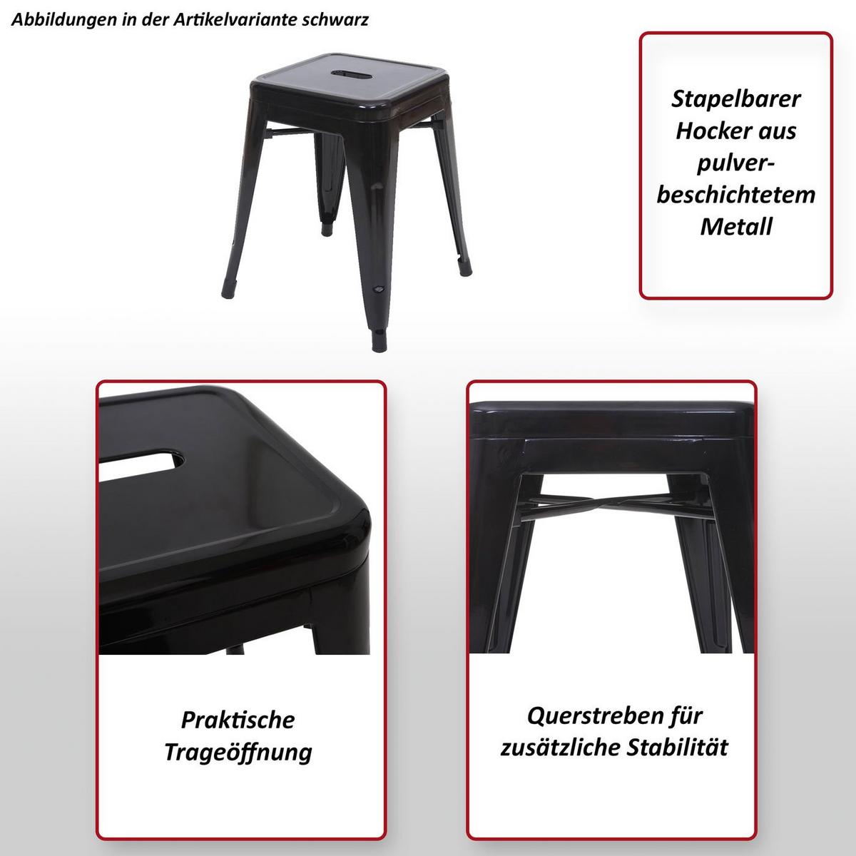 HOCKER Grau 2er-Set - Grau, Metall (39/46/39cm) - MCW