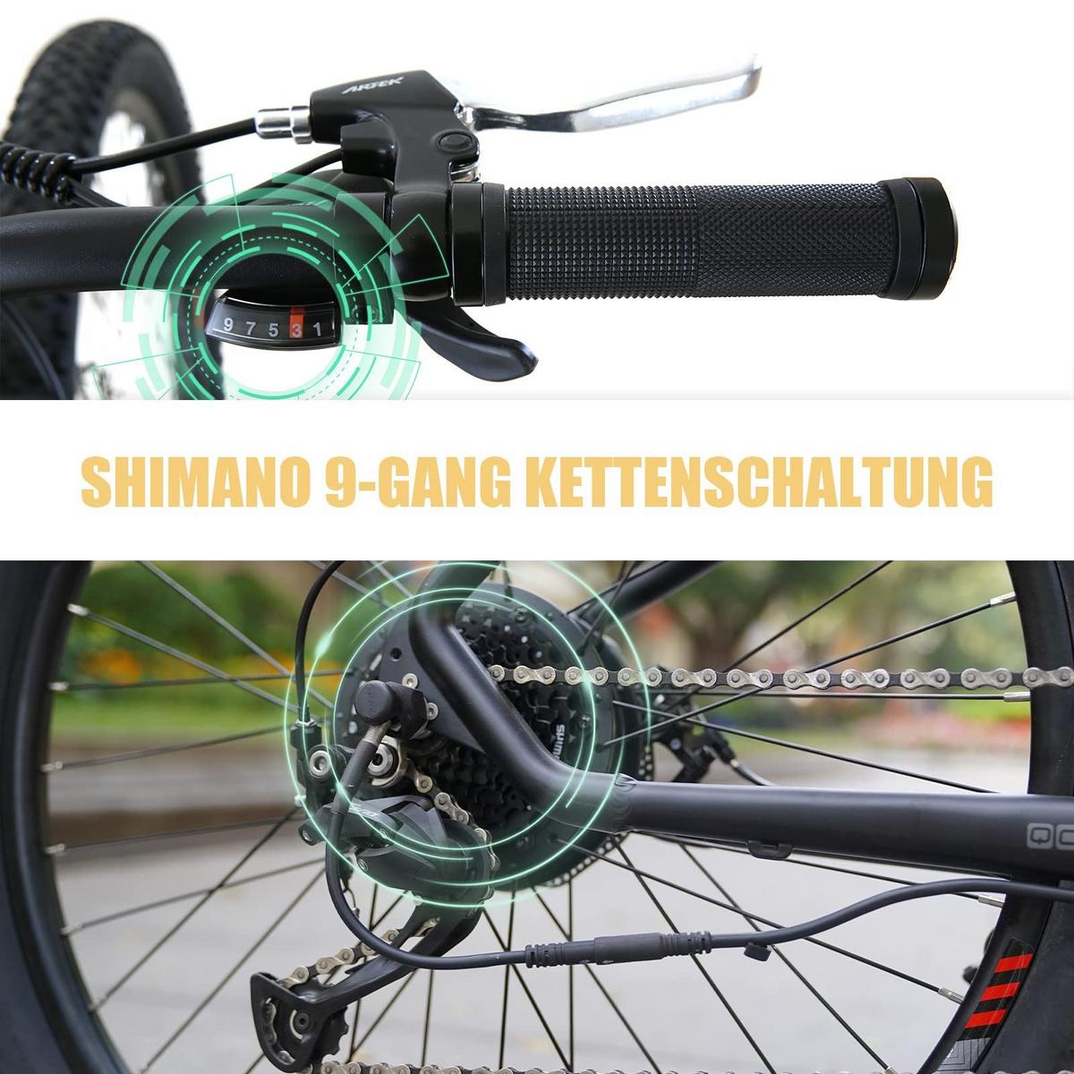 ELEKTROFAHRRAD 27,5 Zoll 25km/h Reichweite 50-90 km - Rot, Metall (125cm) - Nettlife