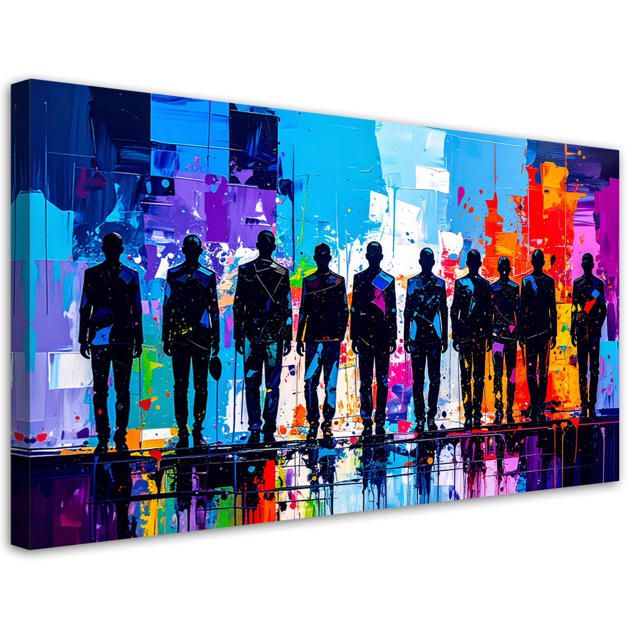 LEINWANDBILD Figuren Menschen Bunte Abstrakt 100x50cm - Multicolor, Textil (100/50cm) - Feeby